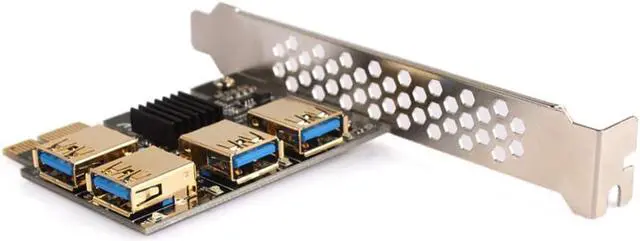 Alt view image 6 of 6 - Amify PCI-E PCI Express Riser Card 1x to 16x 1 to 4 USB 3.0 Slot Multiplier Hub Adapter For Bitcoin Mining Miner #269103