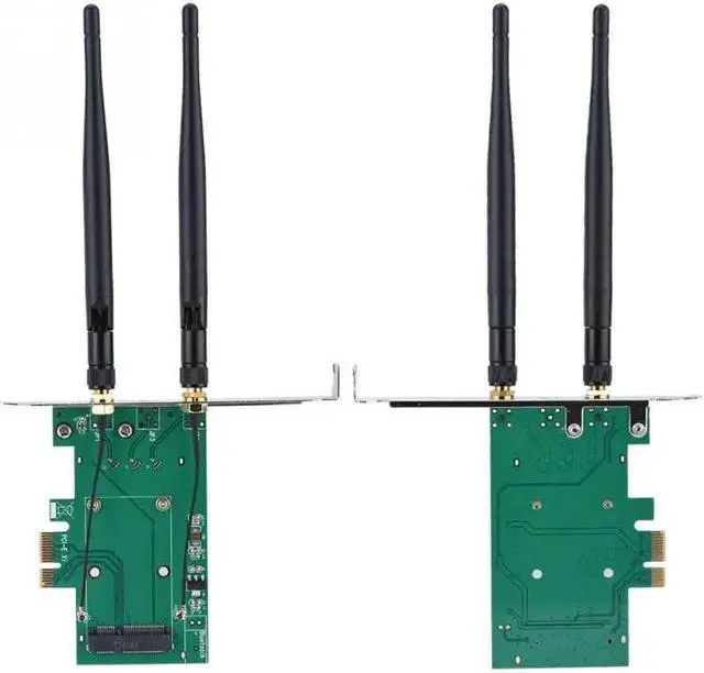 Alt view image 4 of 6 - Mini PCI-E to desktop PCI-E Adapter PC Wireless Network Card Full high 2 Antenna Card Plate
