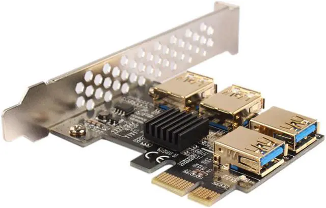 Alt view image 5 of 6 - Amify PCI-E PCI Express Riser Card 1x to 16x 1 to 4 USB 3.0 Slot Multiplier Hub Adapter For Bitcoin Mining Miner #269103