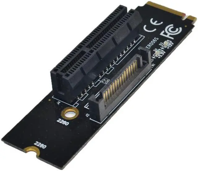 Alt view image 5 of 6 - NGFF M.2 to PCI-E 4X Riser Card M2 M Key to PCIe X4 Adapter with LED Indicator SATA Power Riser for Bitcoin Miner Mining
