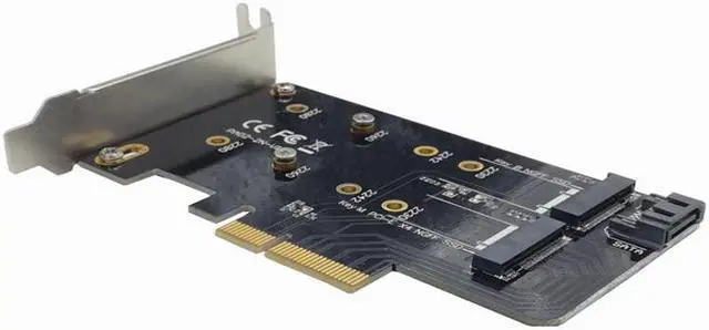 Alt view image 4 of 6 - Dual M.2 PCIe Adapter M2 SSD NVME M Key SATA-based B Key to PCI-e 3.0 x 4 Controller Converter Card Support 2280 2260 2242 2230
