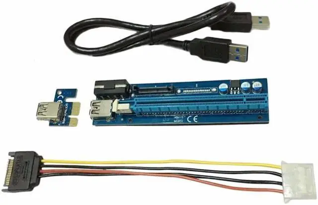 Alt view image 2 of 6 - Mining Graphics Card PCI-E To PCIE Riser Card 1X To 16X Cable With 4 Pin To SATA Power Supply USB 3.0 With Power Cable