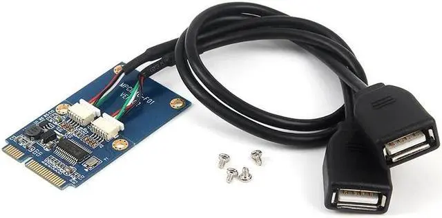 Main image of Laptop Mini Pci-E to Dual 5 pin USB2.0 Driver Adapter Expansion Card