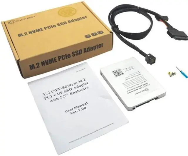 Alt view image 5 of 6 - M.2 Adapter M.2 NVMe SSD to PCI-e U.2 SFF-8639 Adapter PCIe M2 converter with enclosure for desktop