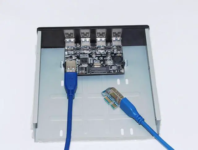 Alt view image 3 of 6 - Amify PCI-E 1x to 4 Ports USB 3.0 Card 5.25" Floppy Bay Front Panel USB3.0 Hub Splitter Internal Combo Bracket Adapter for PC Desktop