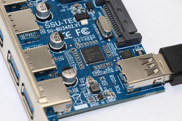 Alt view image 6 of 6 - 4 Port USB 3.0 HUB Adapter PCI-E 1X to USB3.0 Card PCI Express Expansion Card with 30cm USB Cable 5Gb Speed For Desktop Computer