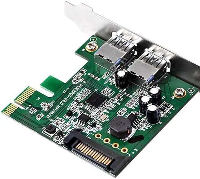 Alt view image 4 of 6 - Amify 2 Port Super Speed USB3.0 5Gbps PCI-E Express Card with a 15pin SATA Power Connector Low Profile Bracket USB 3.0 Expansion Card