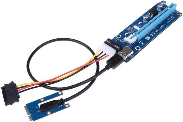 Alt view image 6 of 6 - est mini pci-e expresscard pci express riser card PCIE 16X Card Slot to USB 3.0 4pin molex Adapter Riser for graphics card