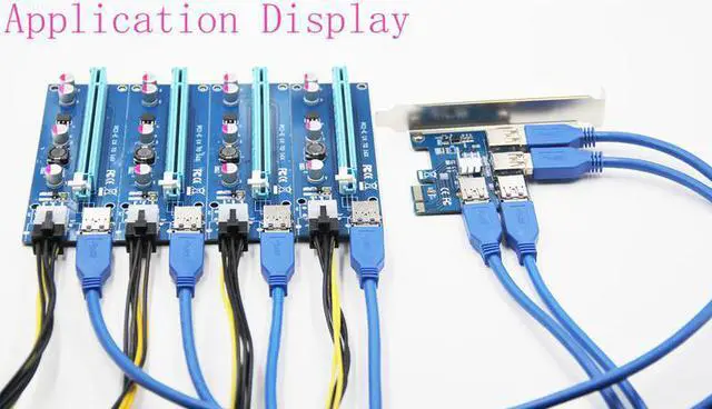 Alt view image 6 of 6 - Riser Card PCI-E USB 3.0 PCIe Port Multiplier Card PCI express PCIe 1 to 4 PCI-E to PCI-E for BTC Miner Mining Machine Devices