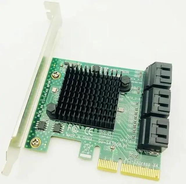 Alt view image 3 of 6 - SATA Card 6 Port SATA 3.0 PCI-E PCI Express Controller Card with Bracket SATAIII 6Gbps Expansion Card Adapter Boards for Desktop