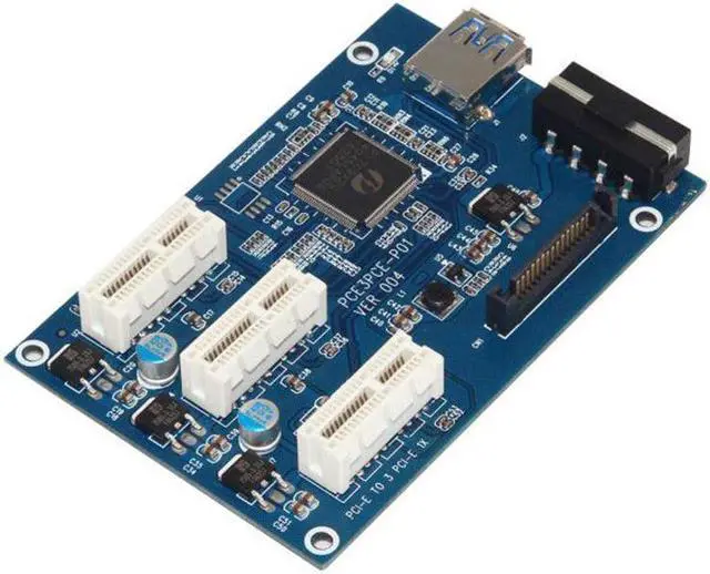 Main image of PCI-E To PCIe Riser Card 1 to 3 Port 1X Switch Multiplier Expander HUB Riser Expansion USB 3.0 PCI-E Post Card Pci Sata Adapter