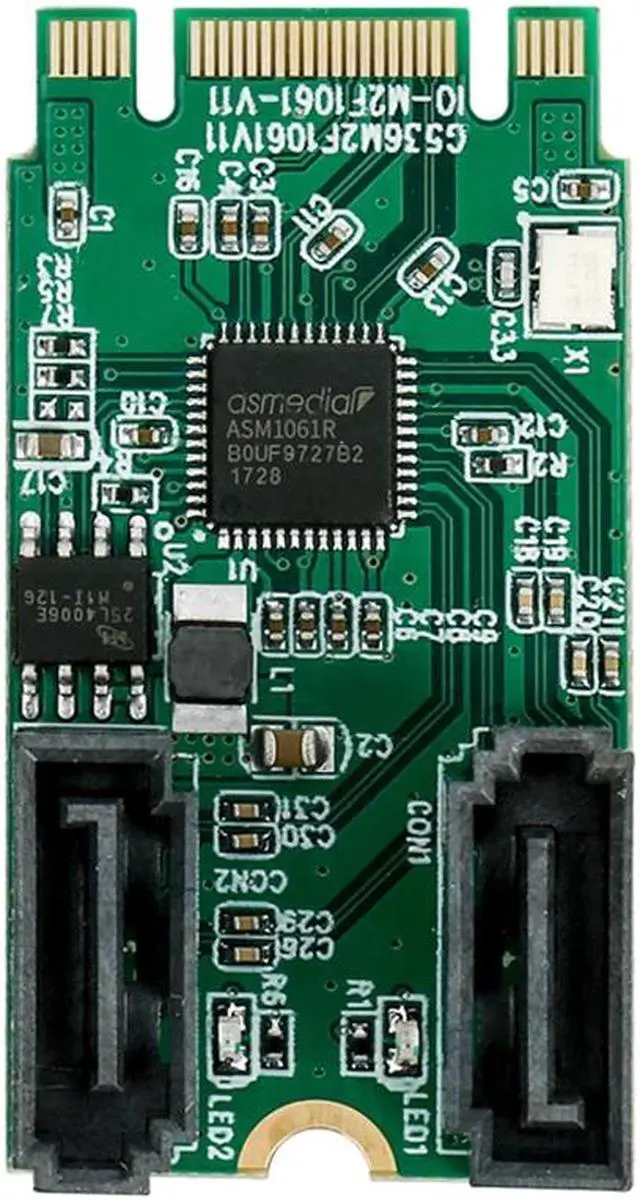 Alt view image 3 of 5 - NGFF PCIe B+M key to 2 Port SATA 3.0 RAID Card M.2 to dual SATA 6Gbps Adapter RAID0 RAID1 with 7Pin SATA cable ASM1061R