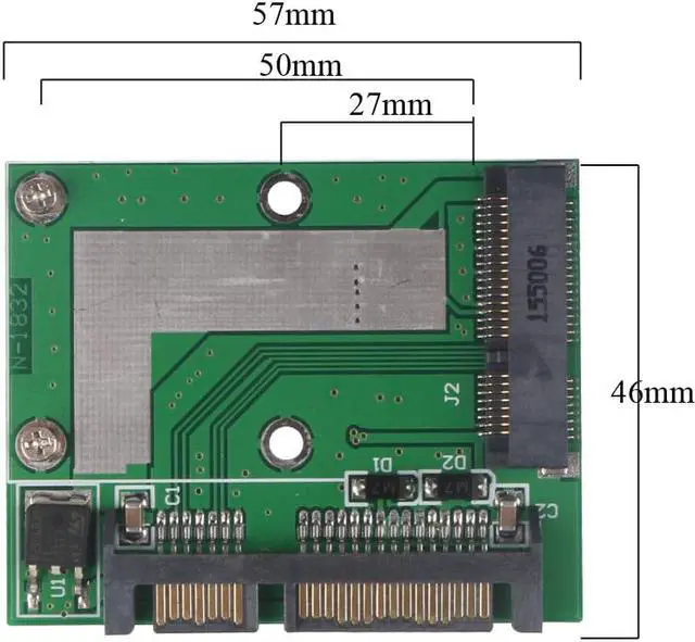 Alt view image 6 of 6 - 2.7/5cm PCI-E mSATA SSD to SATA Converter Card Mini PCI-E SATA 1.8 inch to SATA 2.5" 22 Pin HDD Adapter for Laptop PC