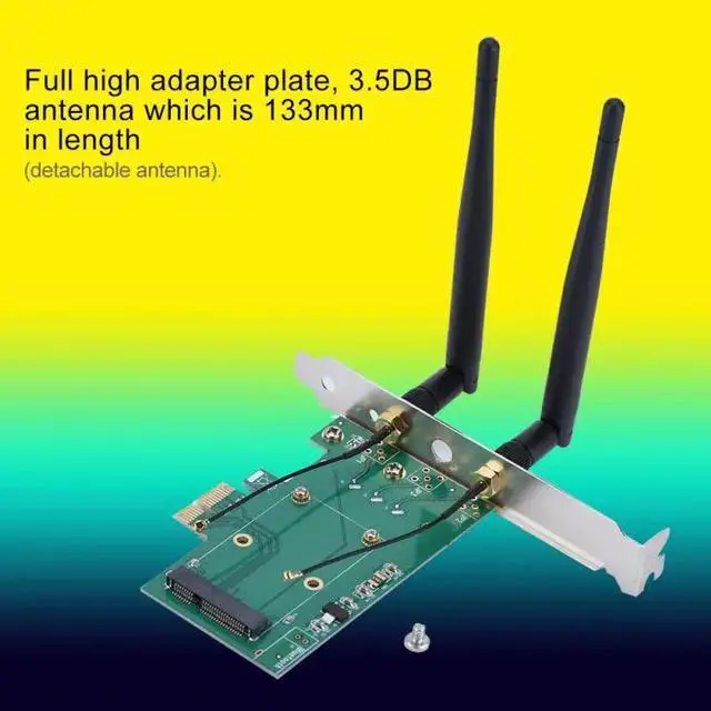 Main image of Mini PCI-E to desktop PCI-E Adapter PC Wireless Network Card Full high 2 Antenna Card Plate