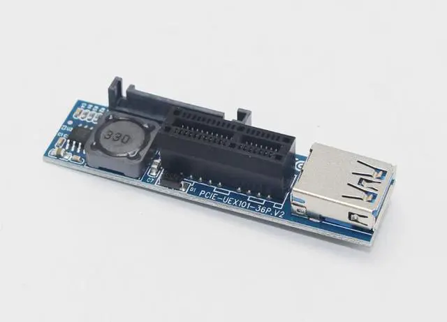 Alt view image 4 of 6 - Amify PCI-E PCI E Express 1X to 1X Extender Adapter Riser Card USB 3.0 Cable SATA Power for Miner Mining Motherboard PCI-E X1 Slot
