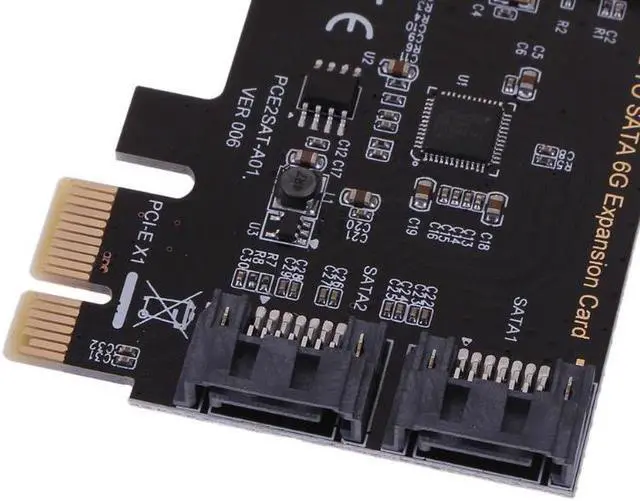 Alt view image 5 of 6 - PCIE to SATA Card PCI-E Adapter PCI Express to SATA3.0 Converter 2-Port SATA III 6G Expansion Controller Card Adapter