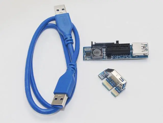 Alt view image 2 of 6 - Amify PCI-E PCI E Express 1X to 1X Extender Adapter Riser Card USB 3.0 Cable SATA Power for Miner Mining Motherboard PCI-E X1 Slot
