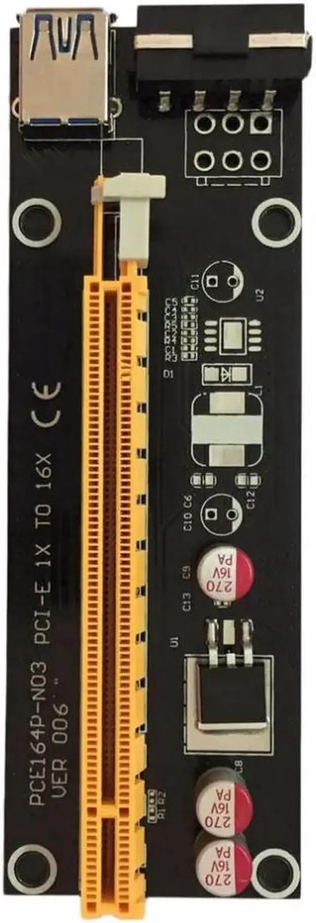 Alt view image 4 of 6 - PCI-E PCI Express 1X to 16X Riser Card USB 3.0 Cable SATA to 4Pin IDE Power Cord Molex Power for BTC Miner Machine