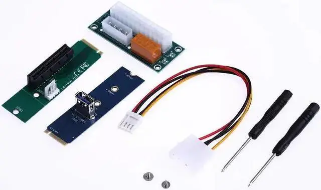 Alt view image 6 of 6 - Amify 3 in 1 NGFF M.2 to USB 3.0 Card+NGFF to PCI-e 4X Card+ATX 24Pin to for Molex 4Pin Dual PSU Power Supply Sync Starter Extender