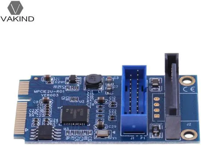 Alt view image 2 of 6 - VAKIND Mini PCI-E to 19-Pin USB 3.0 5Gbps High-speed  transmission Dual SATA USB3.0 Port Expansion Card Adapter Converter for PC