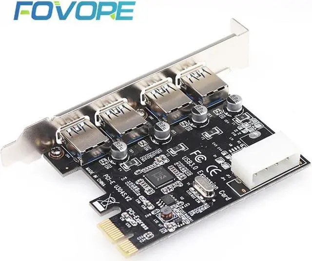 Alt view image 2 of 6 - Amify PCI-e to USB expansion Card 4 port USB 3.0 PCI express expansion Card usb pci-e Adapter usb 3 pcie converter for win 10
