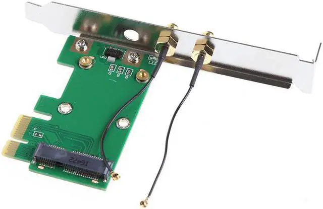 Alt view image 3 of 6 - Mini PCI-E to PCI-E 1X Desktop Adapter Convertor with Two Antennas for Wireless Wifi Network Card
