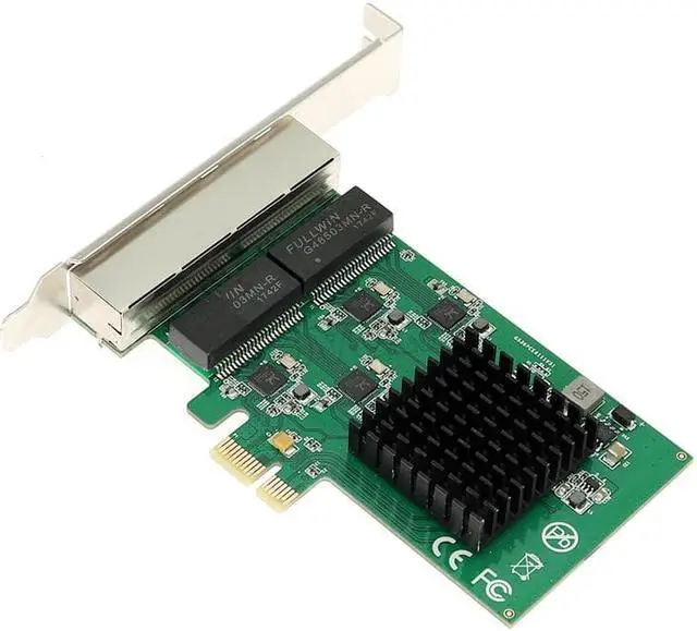 Alt view image 2 of 6 - 4 Gigabit Ethernet card PCI-E X1 4 RJ45 port interface 10/100/1000M Extension card