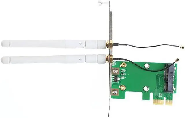 Alt view image 2 of 5 - Wireless Wifi Post Card Mini PCI-E To PCI-E 1X Desktop Adapter + 2 Antennas Expansion Adapter Boards for Computer chassis