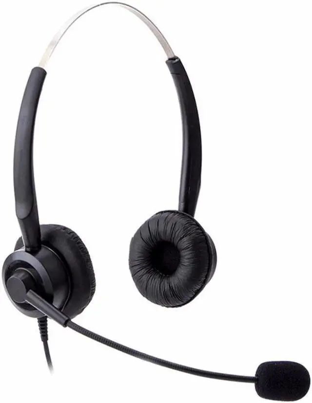 Alt view image 3 of 6 - Wantek Corded Call Center Headset Headphone with Mic + Volume Mute Control for Avaya 1416 2420 5410 Polycom VVX 300 Nortel NEC