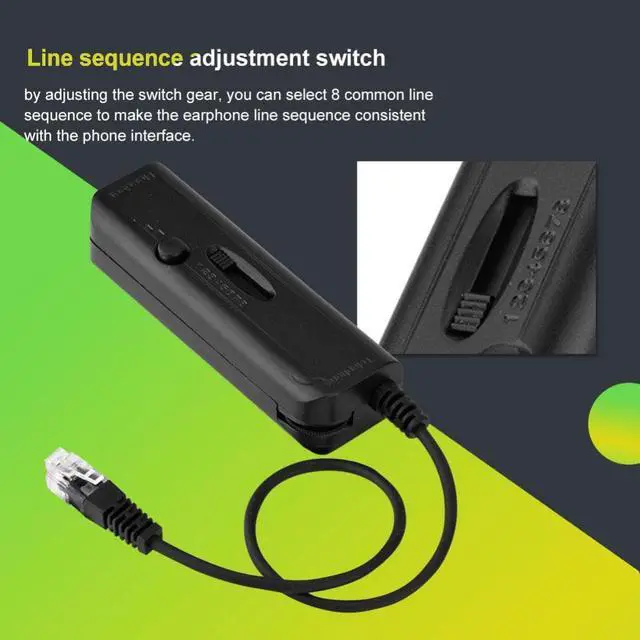 Alt view image 6 of 6 - RJ9 Crystal Head Telephone Headset Adapter Headphone Connection Converter 8 Circuit Lines Switch for Call Center Headphones