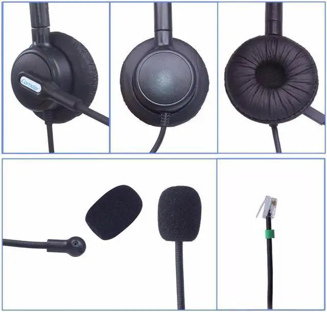 Alt view image 2 of 5 - Wantek Call Center Phone Headset for Polycom SoundPoint 300 301 430 501 550 600 601 650 Lazerbuilt Orchid Packet8 IP Telephone