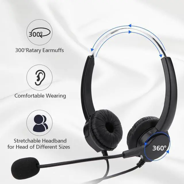 Alt view image 2 of 6 - Noise Canceling Call Center Telephone Headset 2.5mm Single Plug Phone Computer Headset with Microphone Volume Adjustment