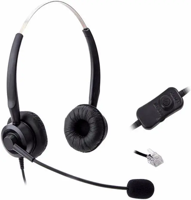 Main image of Wantek Corded Call Center Headset Headphone with Mic + Volume Mute Control for Avaya 1416 2420 5410 Polycom VVX 300 Nortel NEC