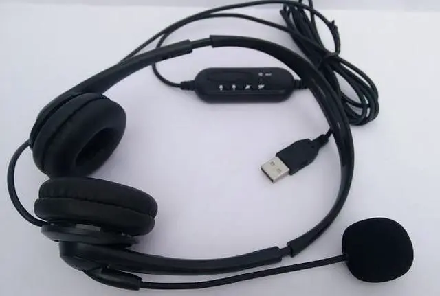 Alt view image 3 of 5 - USB Wired Headphone Headset Microphone for Laptop PC Computer Chat Game/Call Center mounted earphone