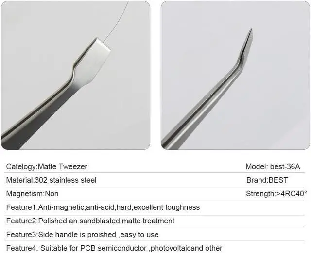 Alt view image 7 of 7 - Special Tweezers Flat Folder Tweezers Squat Head Tweezers Clips Eyelash Grafting Jig Nails 36A