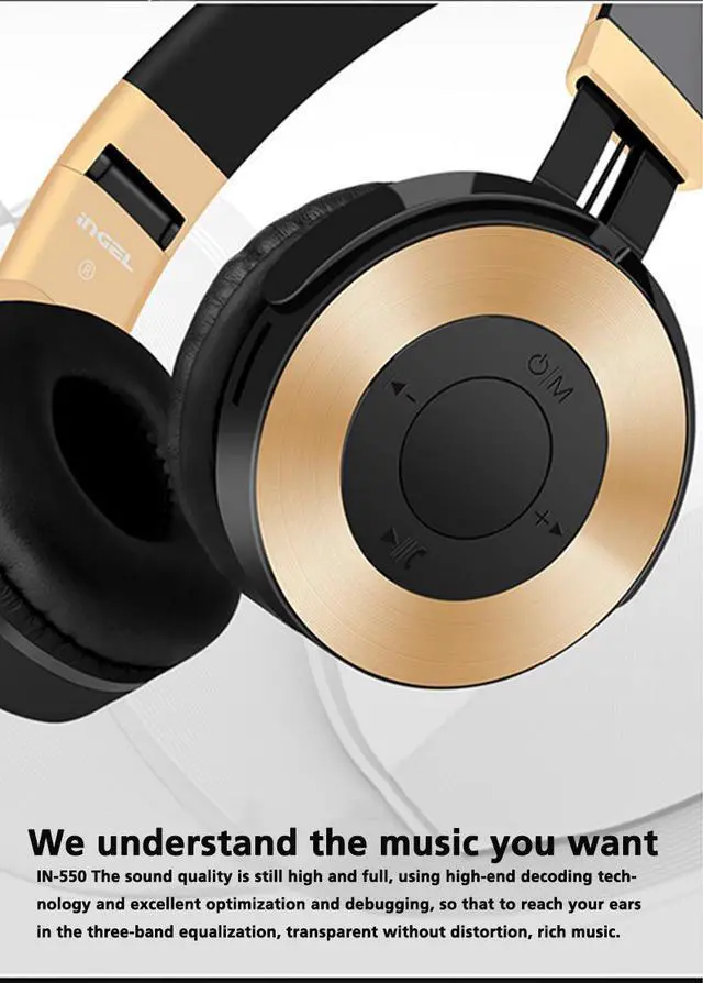 Alt view image 3 of 7 - Dprui Foldable Wireless Earphone Hifi Stereo Music Gaming Headset Support Sd Card For Mobile Phone With Mic Bluetooth Headphone (Black)