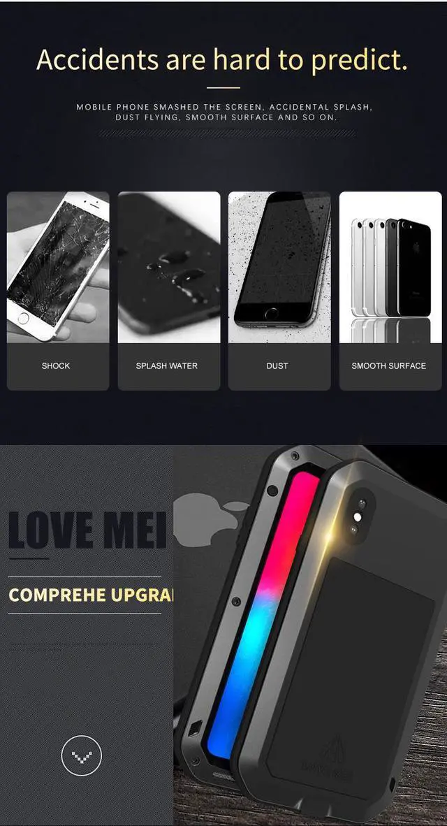 Alt view image 4 of 7 - Love Mei Powerful Case For iPhone Xs Max Premium Waterproof Shockproof Aluminum Case Cover for iPhone Xs Max (White)