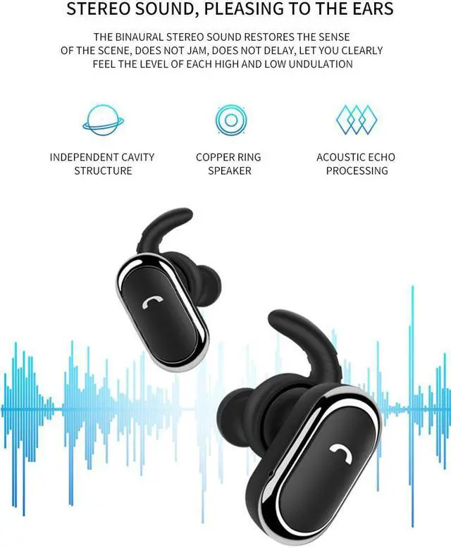 Alt view image 7 of 7 - DPRUI tws wireless headphones with Charging Box Wireless Stereo Earbud In-ear Earphone Bluetooth headphones for a mobile phone (Gold)