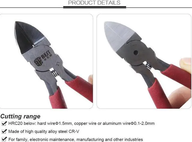 Alt view image 3 of 4 - BST-21 Electronic Cutting Mini Pliers Scissors Wires Cutter Electron Industry Repair Tools Hand Tool