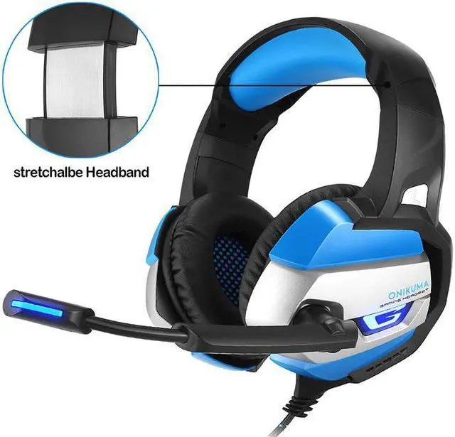 Alt view image 3 of 3 - DPRUI New Earphone For PS4 Bass Cuffie Gaming per PC Computer Adapter Need Headset With Microphone LED Lights Gaming Headphones (Blue)