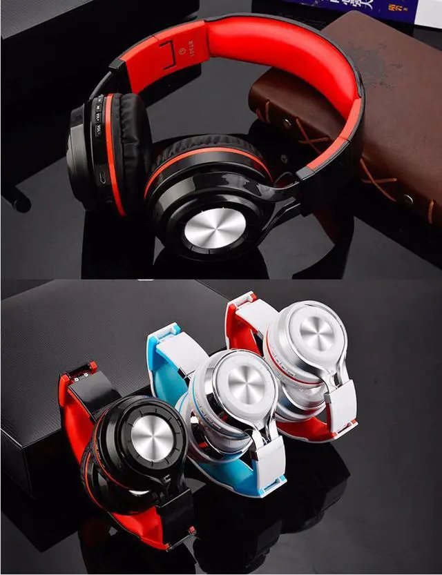 Alt view image 3 of 7 - DPRUI Newest Headphones Bluetooth Headset Foldable Sports Headphone Adjustable Earphones with Microphone For PC mobile phone Mp3 (black red)