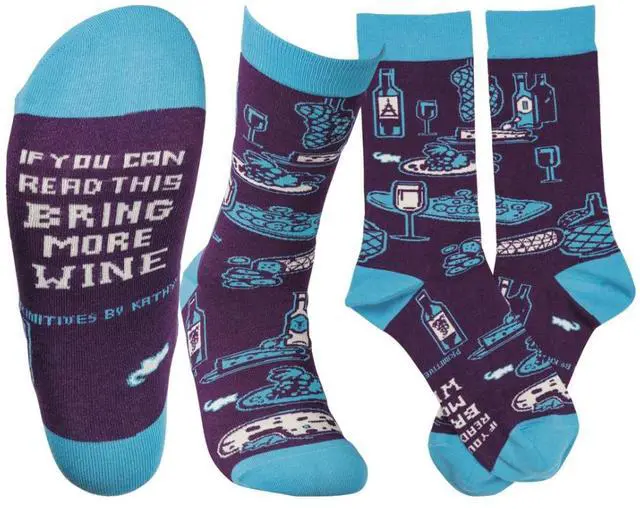 Alt view image 2 of 6 - Primitives by Kathy Socks "If You Can Read This Bring More Wine" Unisex Adult