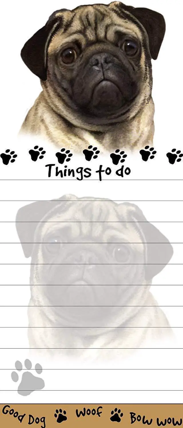 Main image of "Pug Magnetic List Pads" Uniquely Shaped Sticky Notepad