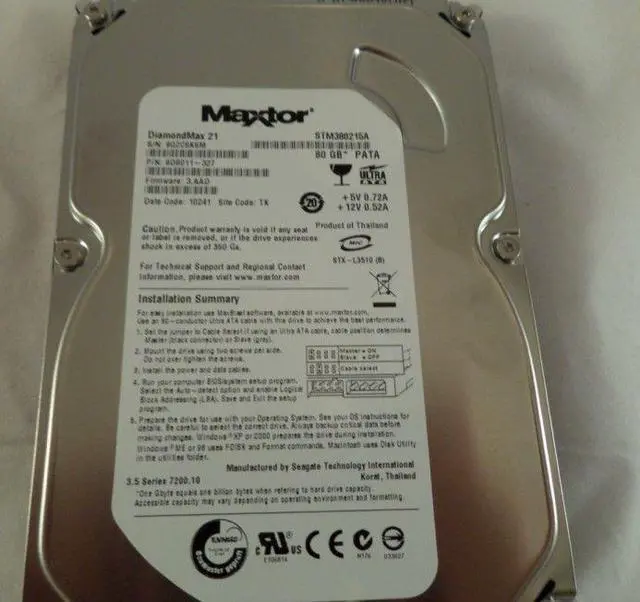 Alt view image 3 of 4 - Maxtor 80GB SATA 7200rpm 3.5in HDD ( 9DS111-325 STM380215AS    Maxtor )