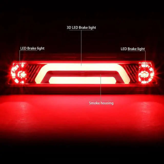 Alt view image 2 of 6 - DNA Motoring 3BL-FM87-3D-LED-SM For 1987 to 1993 Ford Mustang GT / Cobra Hatchback w/Spoiler Rear Center 3D LED Bar Third 3rd Tail Brake Light Smoked Housing 88 89 90 91 92