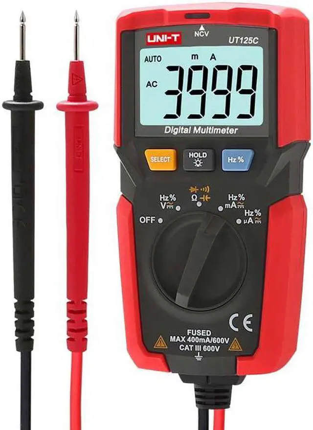 Main image of UNI-T UT125C Digital Multimeter AC/DC Ammeter Voltmeter Ohm Electrical Tester Meter NCV Multitester Pocket Size Multimeter