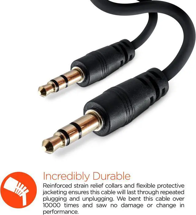 Alt view image 3 of 6 - HyperGear 3.5mm Auxiliary/AUX Audio Cable 3ft Black