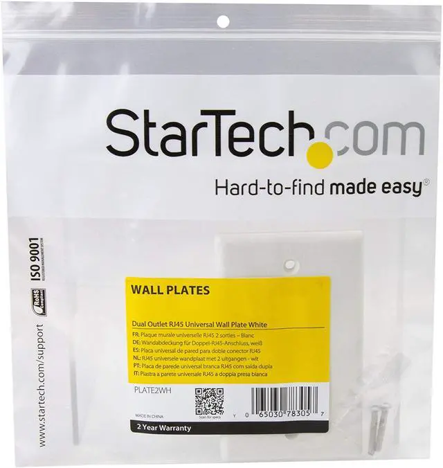 Alt view image 3 of 4 - StarTech PLATE2WH StarTech.com Dual Outlet RJ45 Universal Wall Plate White - 2 x Socket(s) - White