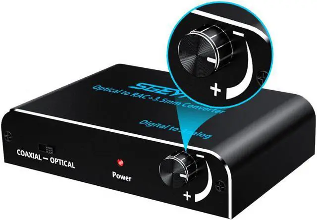Alt view image 5 of 6 - 3.5mm Audio Converter,Digital to Analog Converter Coaxial Toslink to RCA 3.5mm Jack Adapter with Optical cable Volume Control