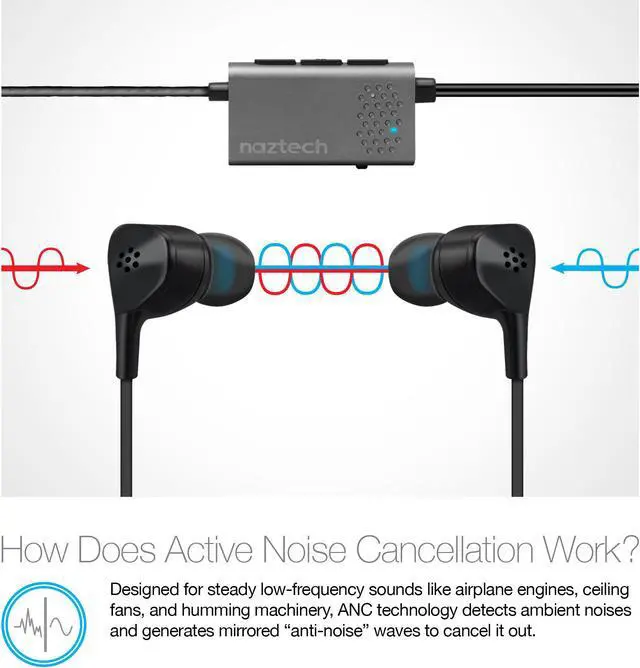Alt view image 4 of 13 - Naztech X1ANC Active Noise Cancelling Earphones